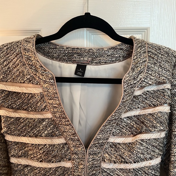 White House Black Market Tweed Fringe Crop Jacket - Picture 2 of 8